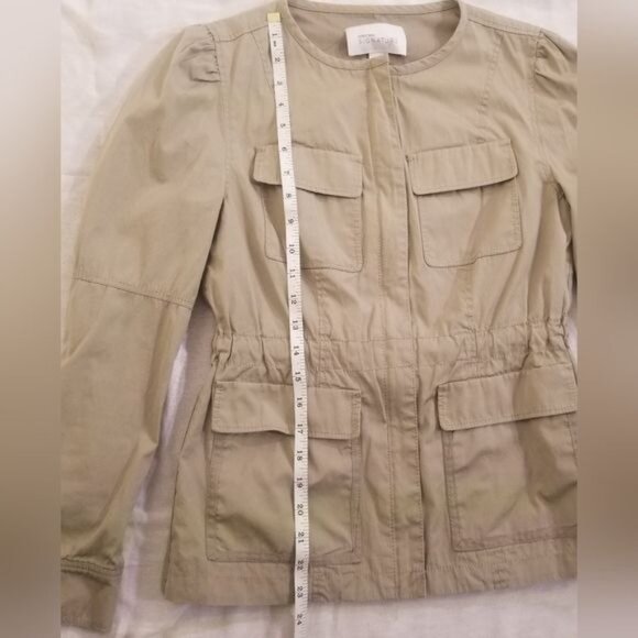 Nordstrom Tan Utility Jacket Sz XS Full Zip Cotton Cargo Safari Capsule Neutral - Picture 9 of 9